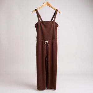 Vuori Mudra Pose Jumpsuit Chestnut Rib Knit Wide Leg - Size XL (Style VW491)